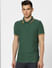 Green Contrast Tipping Polo Neck T-shirt_387683+2