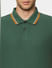 Green Contrast Tipping Polo Neck T-shirt_387683+5
