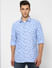 Blue Printed Full Sleeves Shirt_387643+2