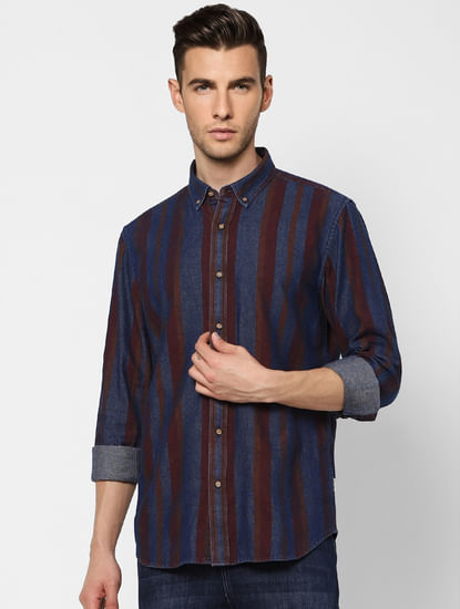 Blue Full Sleeves Striped Shirt