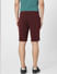 Maroon Low Rise Textured Knit Shorts