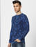 Blue Printed Pullover_387658+2