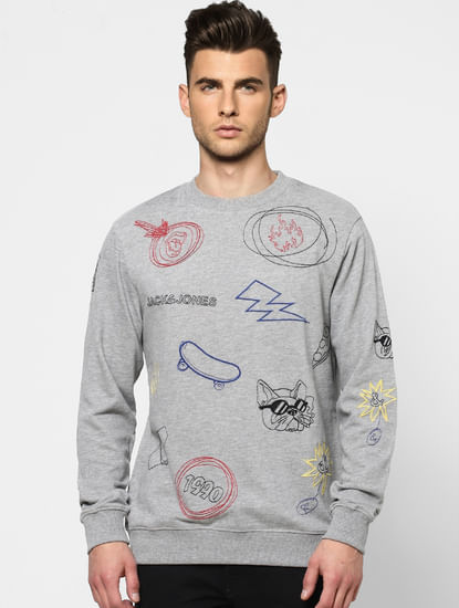 Grey Graphic Printed Sweatshirt