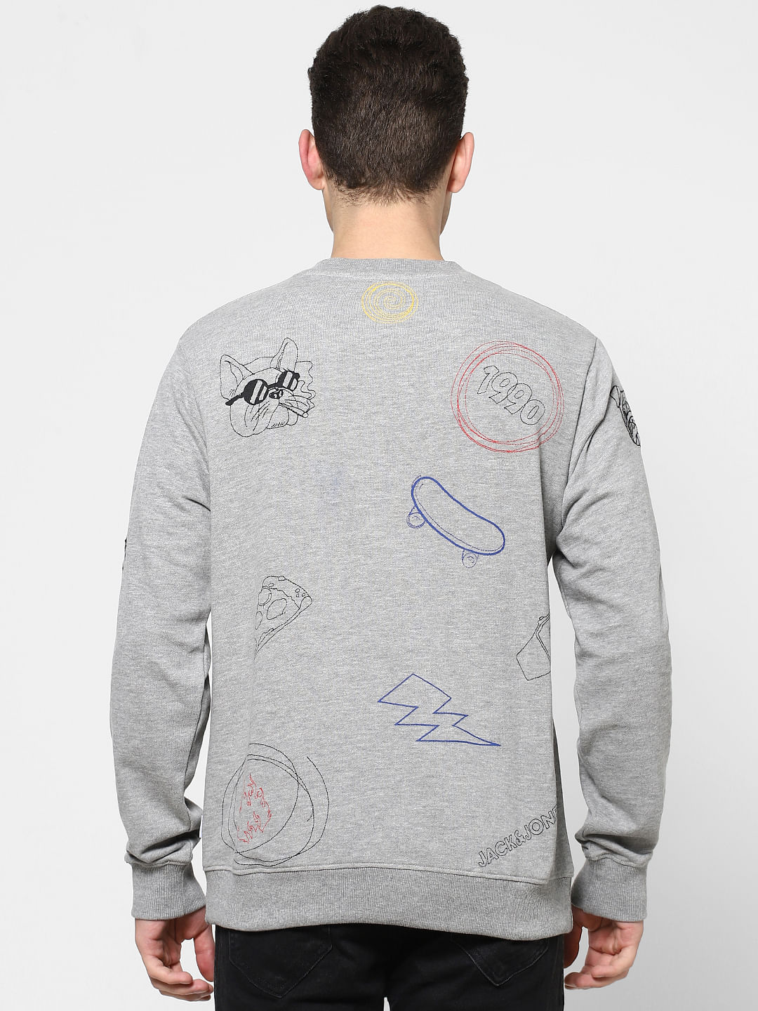 Grey Graphic Printed Sweatshirt|280977601