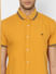 Orange Contrast Tipping Half Sleeves Shirt