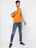 Orange Logo Print Crew Neck T-shirt_387951+1