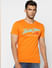 Orange Logo Print Crew Neck T-shirt_387951+2