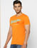 Orange Logo Print Crew Neck T-shirt_387951+3