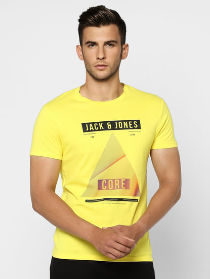Yellow Graphic Print Crew Neck T-shirt