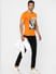Orange Graphic Print Crew Neck T-shirt_387975+1