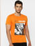 Orange Graphic Print Crew Neck T-shirt_387975+2