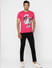 Pink Graphic Print Crew Neck T-shirt_387984+1