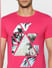 Pink Graphic Print Crew Neck T-shirt_387984+5