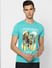 Light Blue Graphic Print Crew Neck T-shirt_387990+2