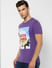 Purple Graphic Print Crew Neck T-shirt_387991+3