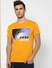 Orange Graphic Print Crew Neck T-shirt_387993+2
