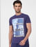 Blue Graphic Print Crew Neck T-shirt_401381+2