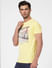 Yellow Graphic Print Crew Neck T-shirt_401382+3
