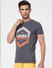 Dark Grey Printed Crew Neck T-shirt_401393+3