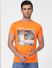 Orange Printed Crew Neck T-shirt_401396+2
