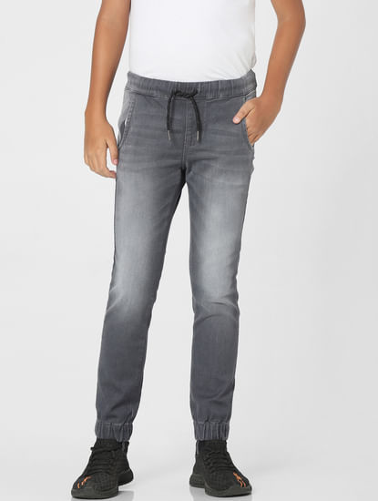 Grey Mid Rise Jogger Jeans