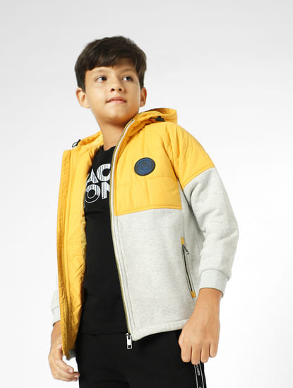 Yellow Colourblocked Hooded Jacket