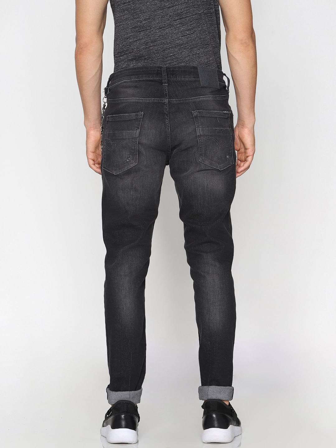 grey distressed skinny jeans