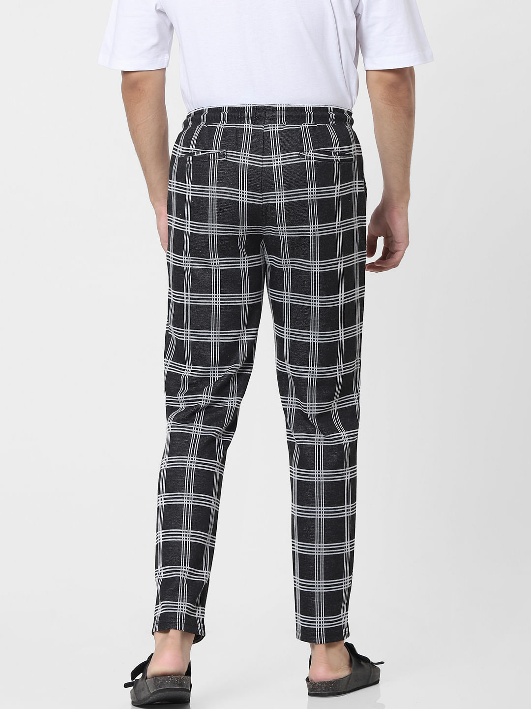 ASOS DESIGN super skinny wool mix suit pants in black and charcoal  windowpane plaid  ASOS