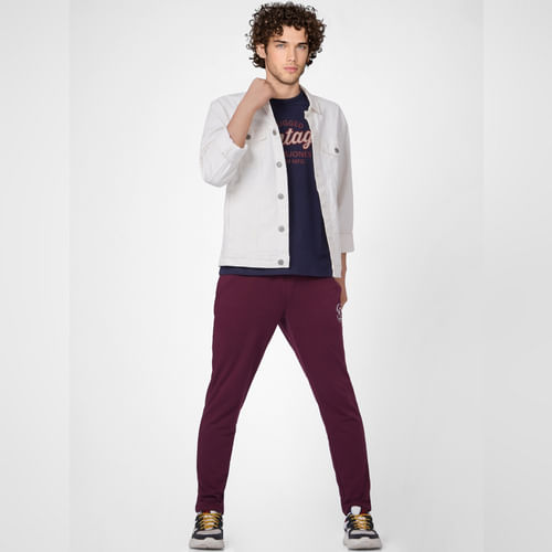 JACK&JONES Navy Blue Logo Print Crew Neck T-shirt