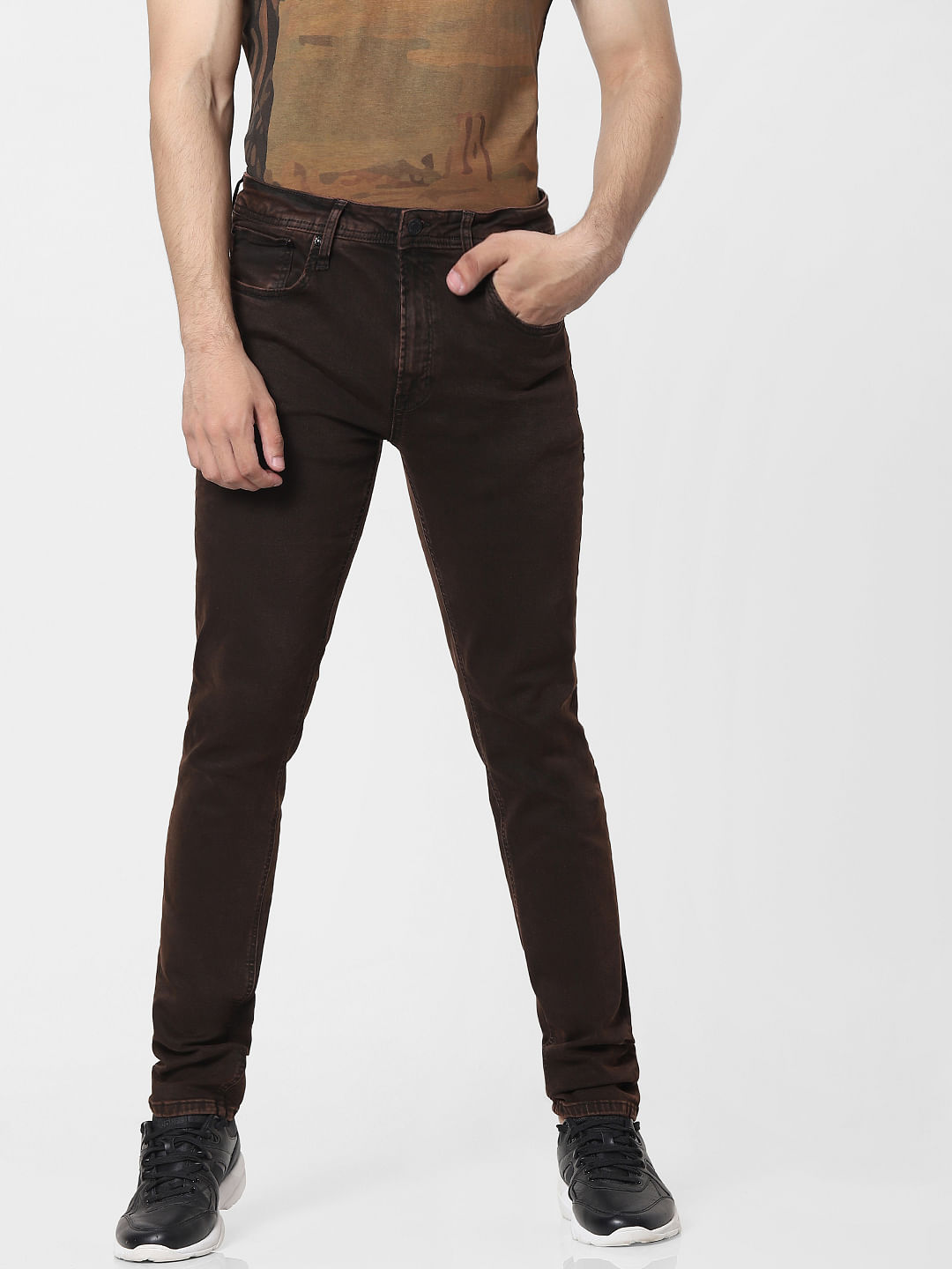 brown slim jeans men