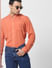 Orange Mandarin Collar Full Sleeves Shirt_386920+1