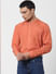 Orange Mandarin Collar Full Sleeves Shirt_386920+2