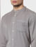 Grey Mandarin Collar Full Sleeves Shirt_386921+5
