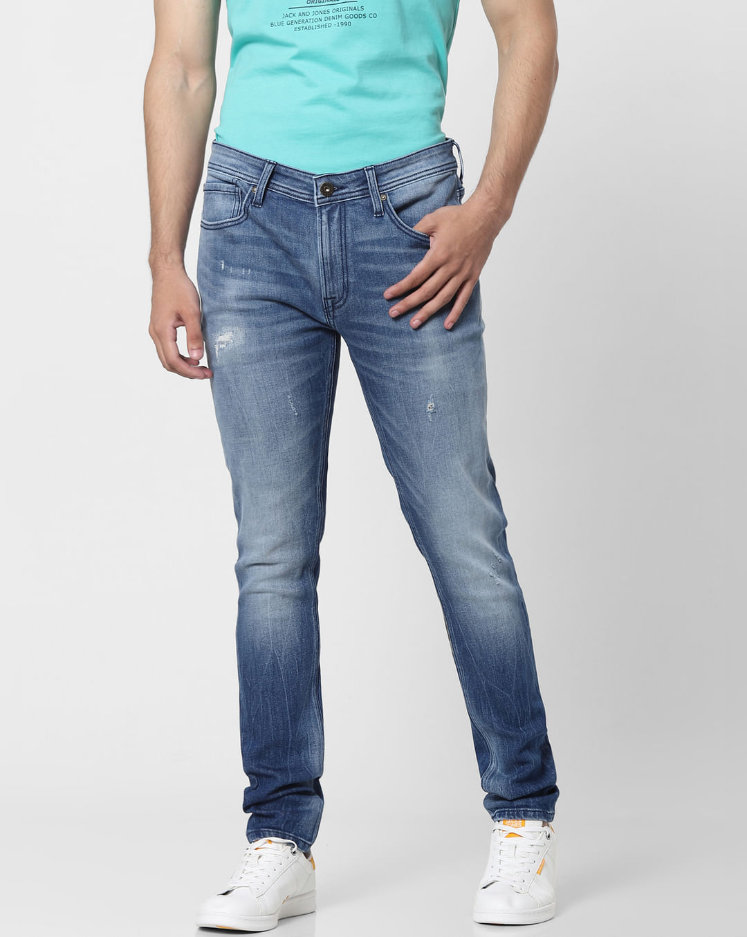 pumpe Let Skøn Skinny Fit Jeans - Buy Men Blue Low Rise Liam Skinny Fit Jeans Online