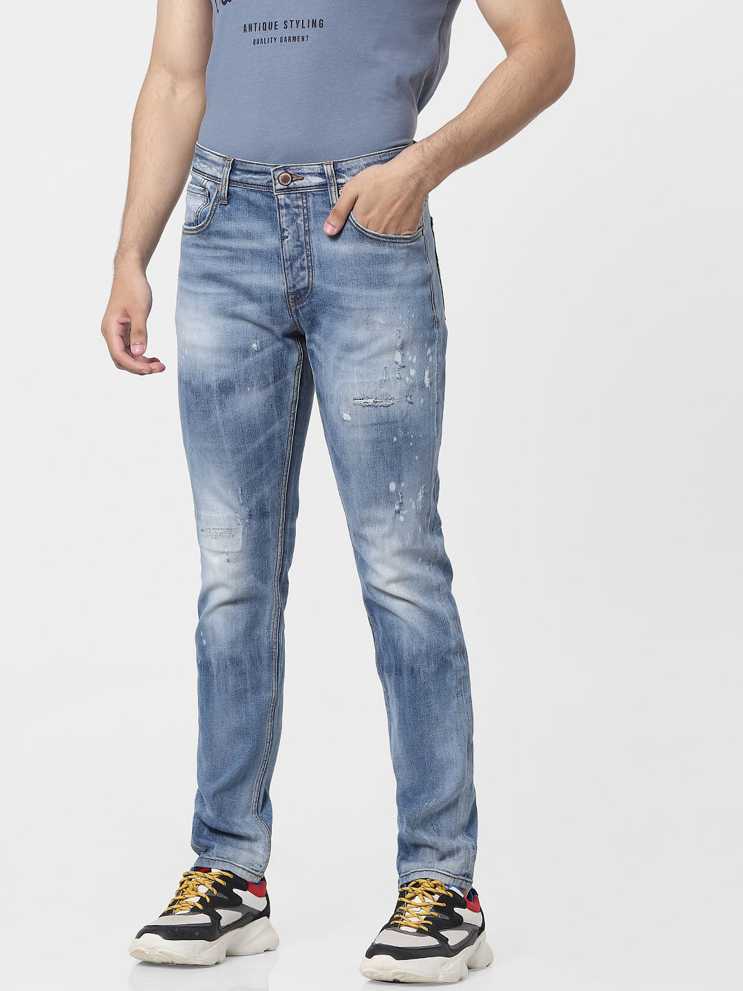 high rise slim jeans men