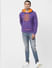 Purple Text Print Hooded Sweatshirt_386944+6