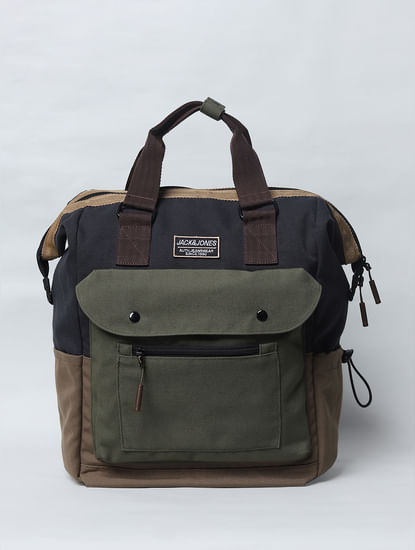 Brown Colourblocked Backpack