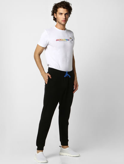 Black Low Rise Logo Print Sweatpants