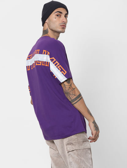 Purple Tape Detail Crew Neck T-shirt