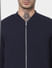 Navy Blue Quilted Zip Up Sweatshirt_386770+5