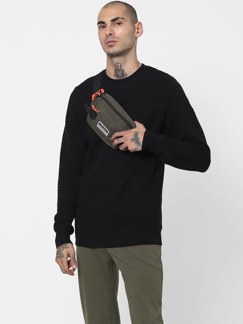 Black Quilted Sweatshirt