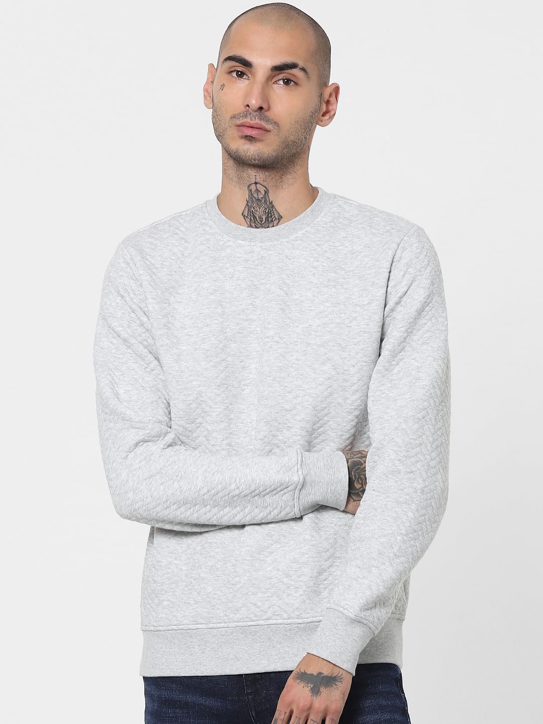 Mens grey cheap crew neck sweatshirt