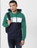 Green Colourblocked Hooded Sweatshirt_386791+1