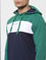 Green Colourblocked Hooded Sweatshirt_386791+5