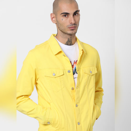 JACK&JONES Yellow Solid Jacket