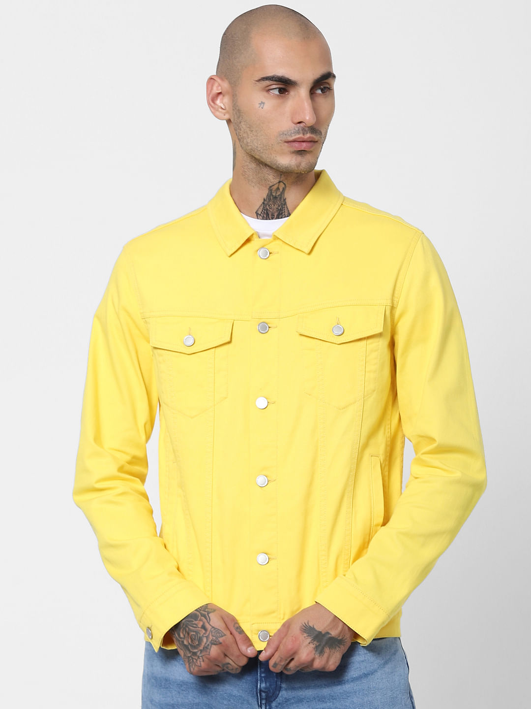 Plain Men Yellow Denim Shirt, Regular Fit at Rs 350 in New Delhi | ID:  2851882432555