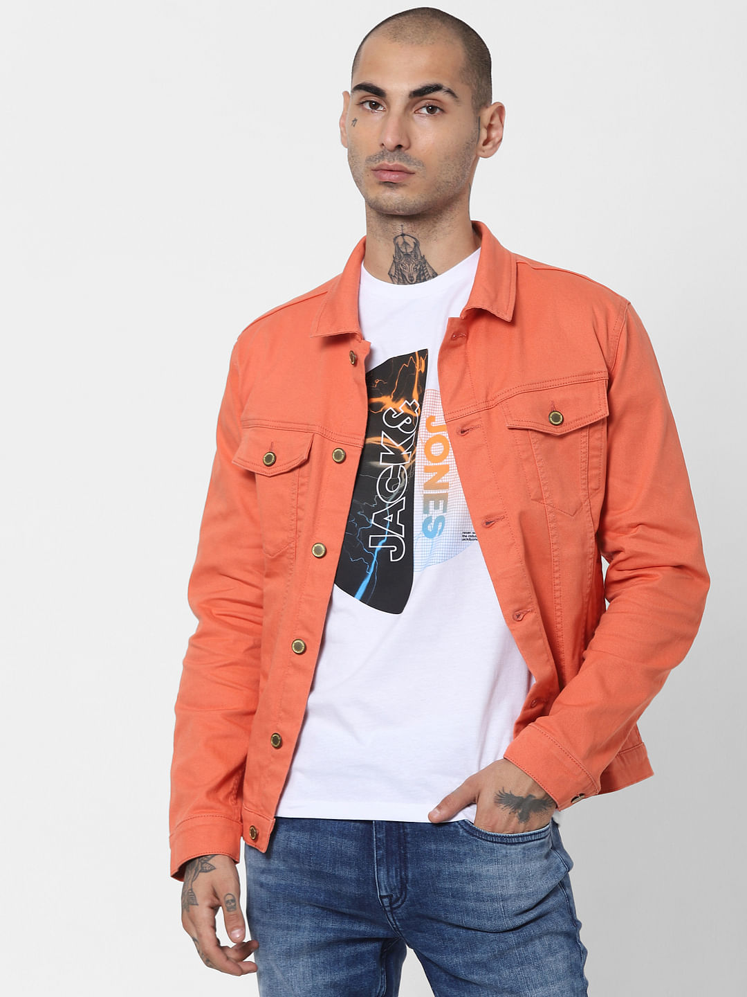 HUGO THE ICON  Denim jacket  light orangeorange  Zalandode