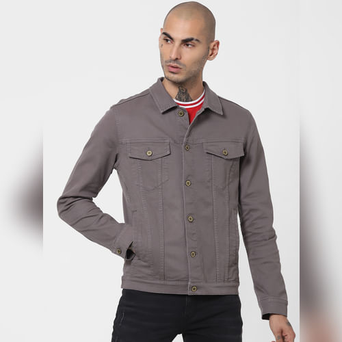 JACK&JONES Grey Solid Jacket