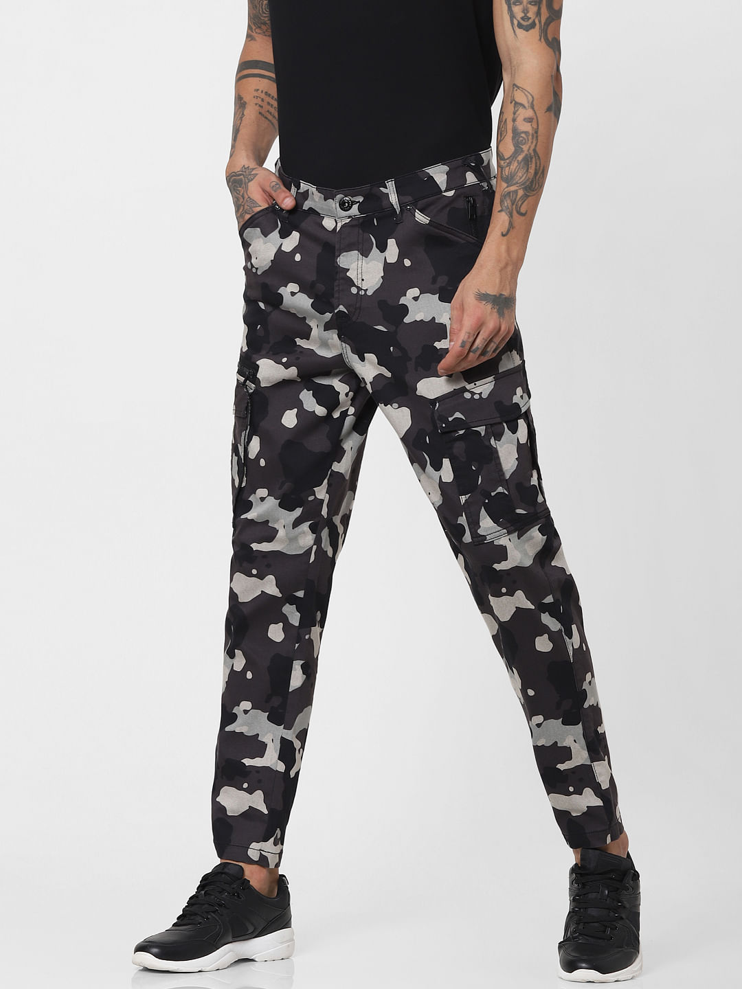 Camouflage Cargo Trousers For Men Loose Fit