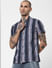 Blue Striped Half Sleeves Shirt_386870+1